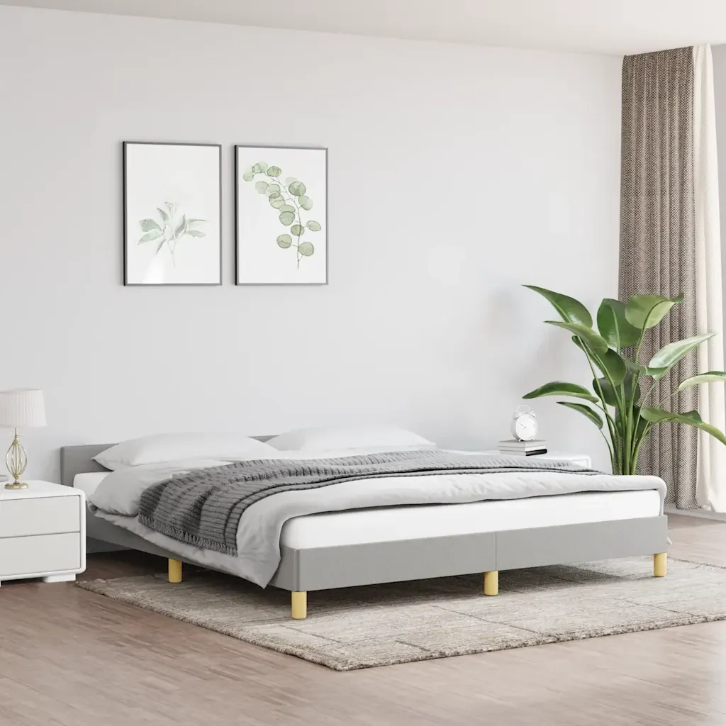 Letto matrimoniale | Letto per adulti | Giroletto senza Materasso Grigio Chiaro 180x200 cm Tessuto - Image 2