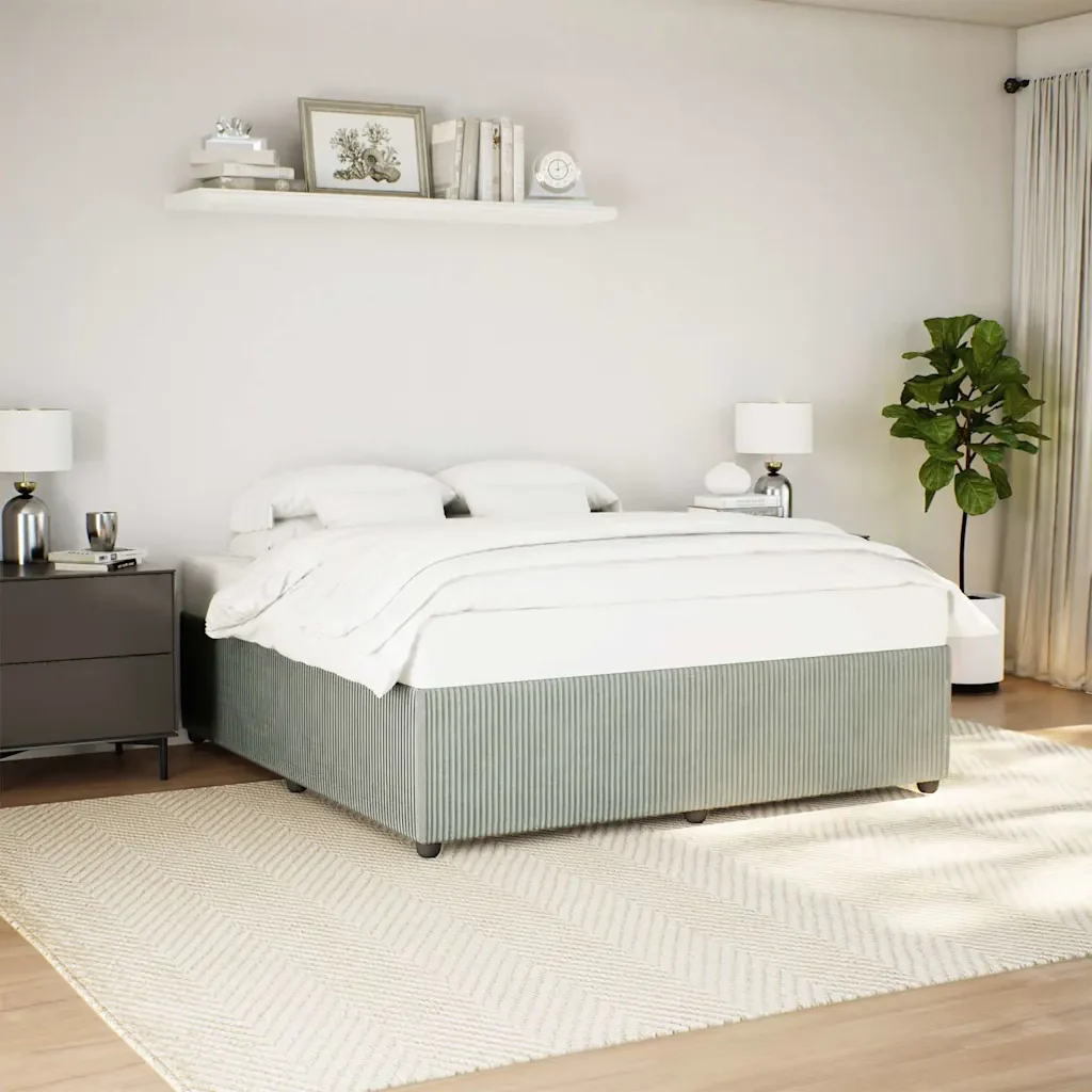 Letto matrimoniale | Letto per adulti | Giroletto senza Materasso Grigio Chiaro 180x200 cm Velluto - Image 2