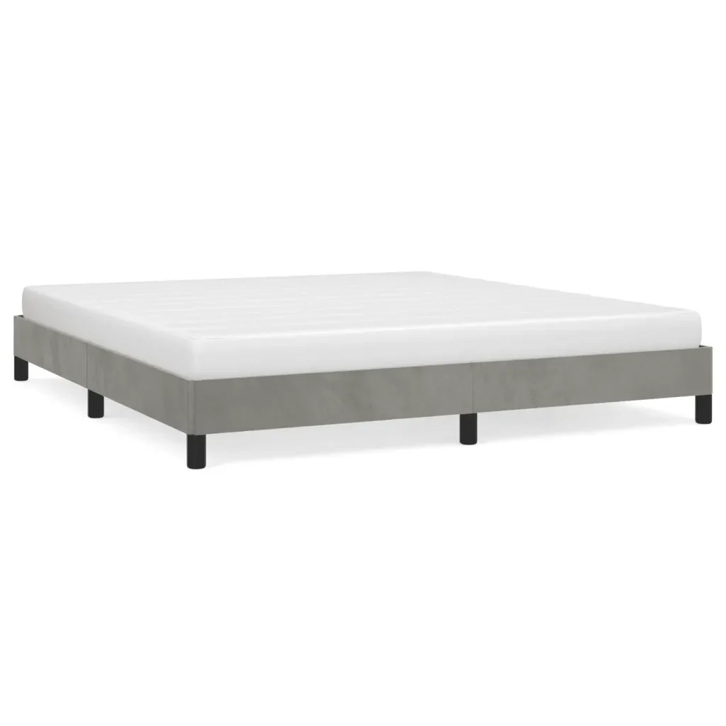 Letto matrimoniale | Letto per adulti | Giroletto senza Materasso Grigio Chiaro 180x200 cm Velluto
