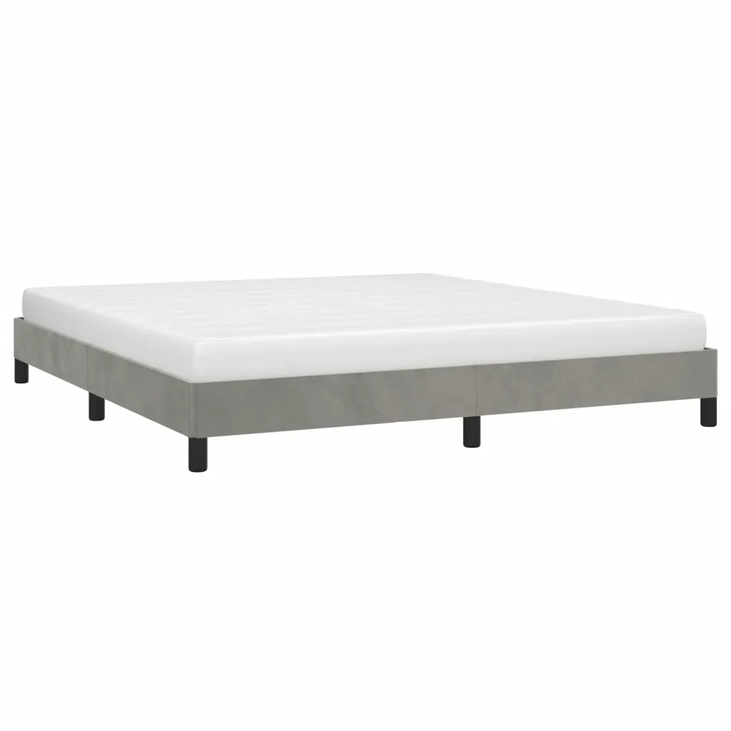 Letto matrimoniale | Letto per adulti | Giroletto senza Materasso Grigio Chiaro 180x200 cm Velluto - Image 4