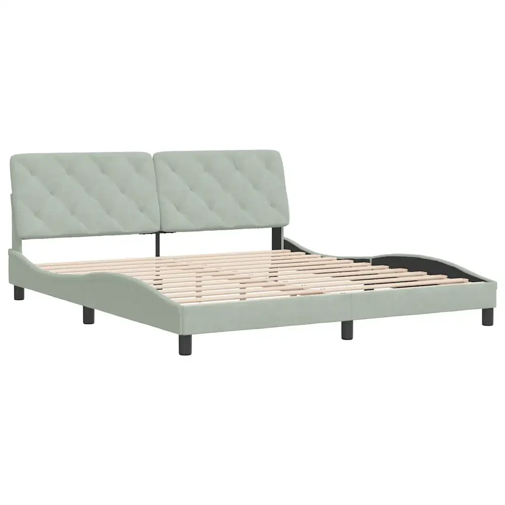 Letto matrimoniale | Letto per adulti | Giroletto senza Materasso Grigio Chiaro 180x200 cm Velluto - Image 3