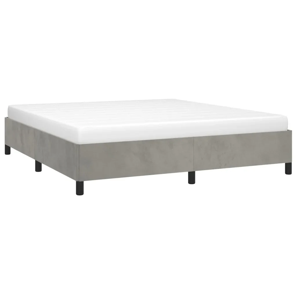 Letto matrimoniale | Letto per adulti | Giroletto senza Materasso Grigio Chiaro 180x200 cm Velluto - Image 4