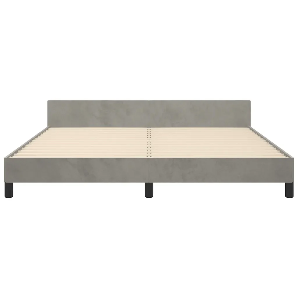 Letto matrimoniale | Letto per adulti | Giroletto senza Materasso Grigio Chiaro 180x200 cm Velluto - Image 5