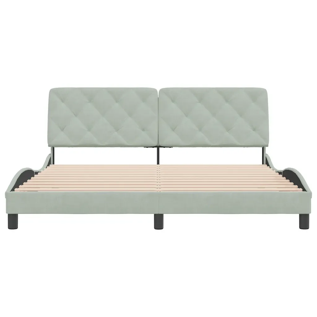 Letto matrimoniale | Letto per adulti | Giroletto senza Materasso Grigio Chiaro 180x200 cm Velluto - Image 5