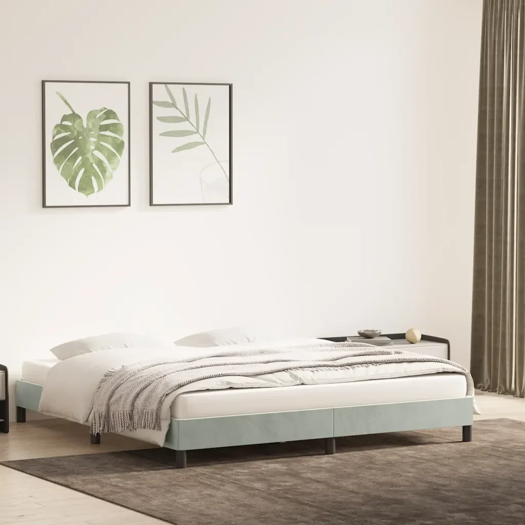 Letto matrimoniale | Letto per adulti | Giroletto senza Materasso Grigio Chiaro 180x210 cm Velluto - Image 3