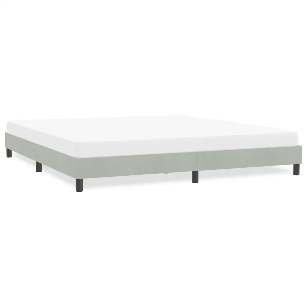 Letto matrimoniale | Letto per adulti | Giroletto senza Materasso Grigio Chiaro 180x220 cm Velluto - Image 2