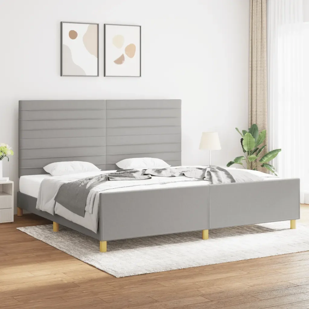 Letto matrimoniale | Letto per adulti | Giroletto senza Materasso Grigio Chiaro 200x200 cm Tessuto - Image 2