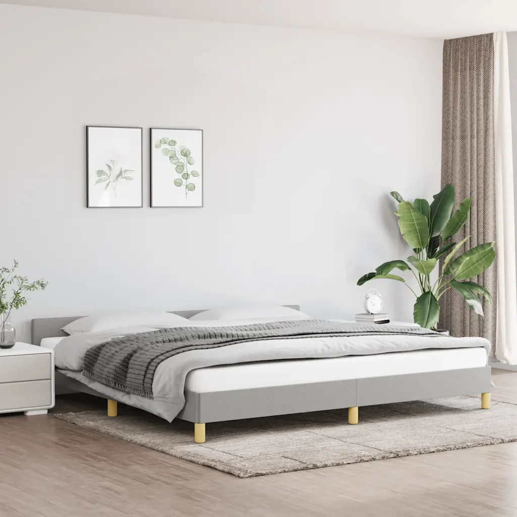 Letto matrimoniale | Letto per adulti | Giroletto senza Materasso Grigio Chiaro 200x200 cm Tessuto - Image 2