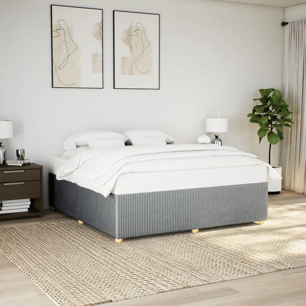 Letto matrimoniale | Letto per adulti | Giroletto senza Materasso Grigio Chiaro 200x200 cm Tessuto - Image 2