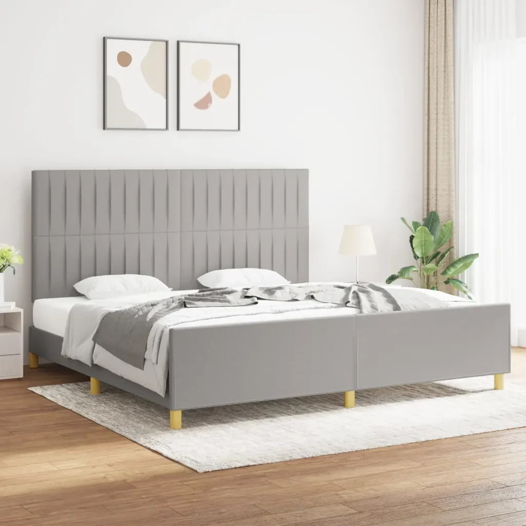 Letto matrimoniale | Letto per adulti | Giroletto senza Materasso Grigio Chiaro 200x200 cm Tessuto - Image 2