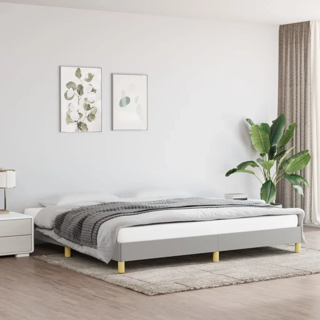 Letto matrimoniale | Letto per adulti | Giroletto senza Materasso Grigio Chiaro 200x200 cm Tessuto - Image 2