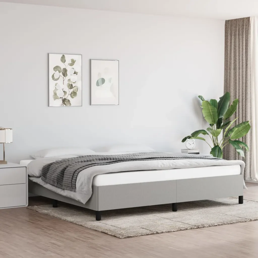 Letto matrimoniale | Letto per adulti | Giroletto senza Materasso Grigio Chiaro 200x200 cm Tessuto - Image 2