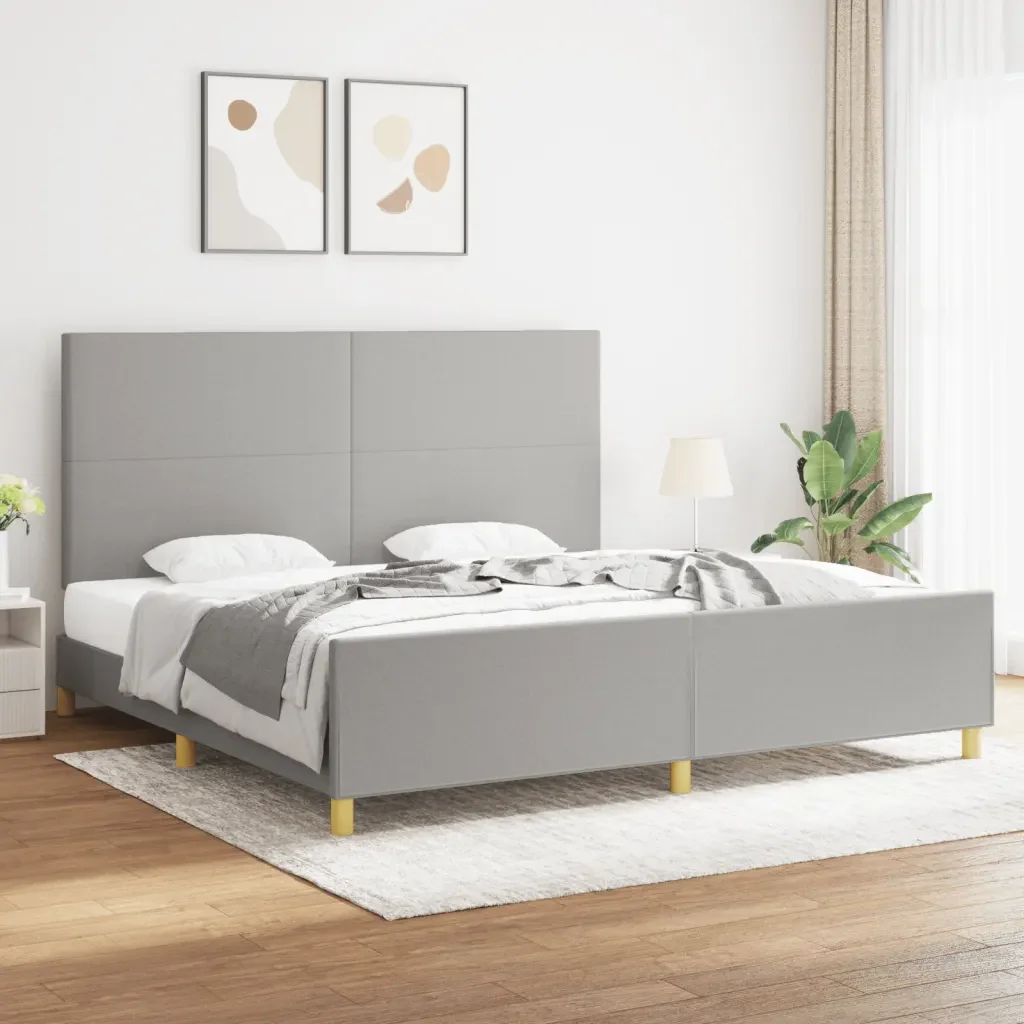 Letto matrimoniale | Letto per adulti | Giroletto senza Materasso Grigio Chiaro 200x200 cm Tessuto - Image 2
