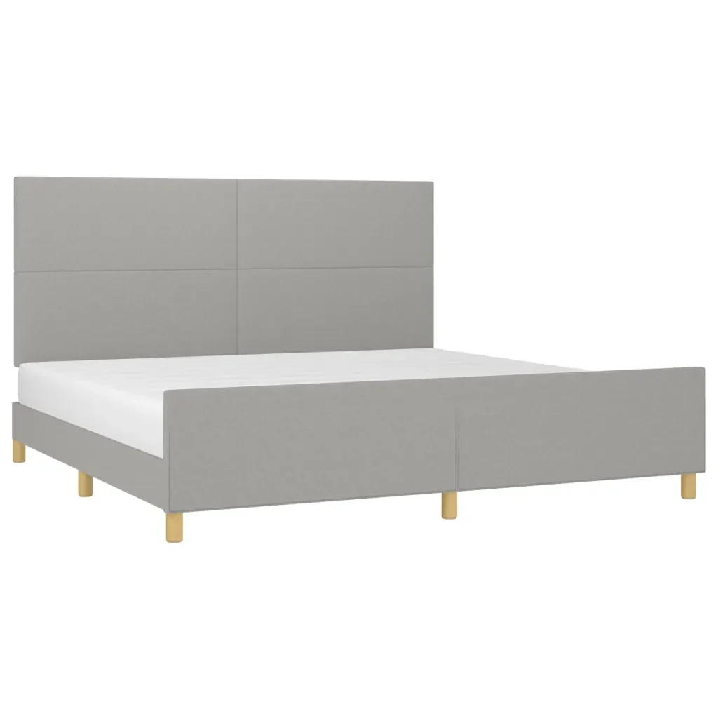Letto matrimoniale | Letto per adulti | Giroletto senza Materasso Grigio Chiaro 200x200 cm Tessuto - Image 4