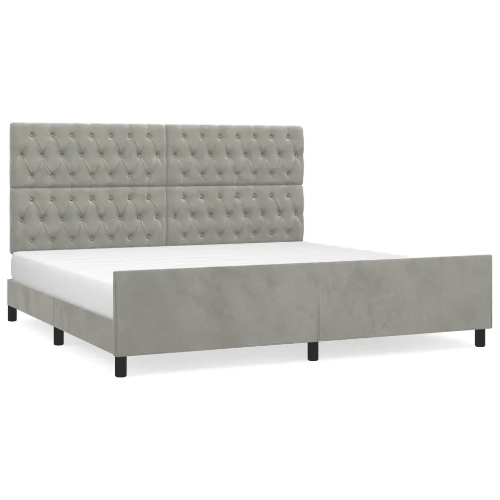 Letto matrimoniale | Letto per adulti | Giroletto senza Materasso Grigio Chiaro 200x200 cm Velluto