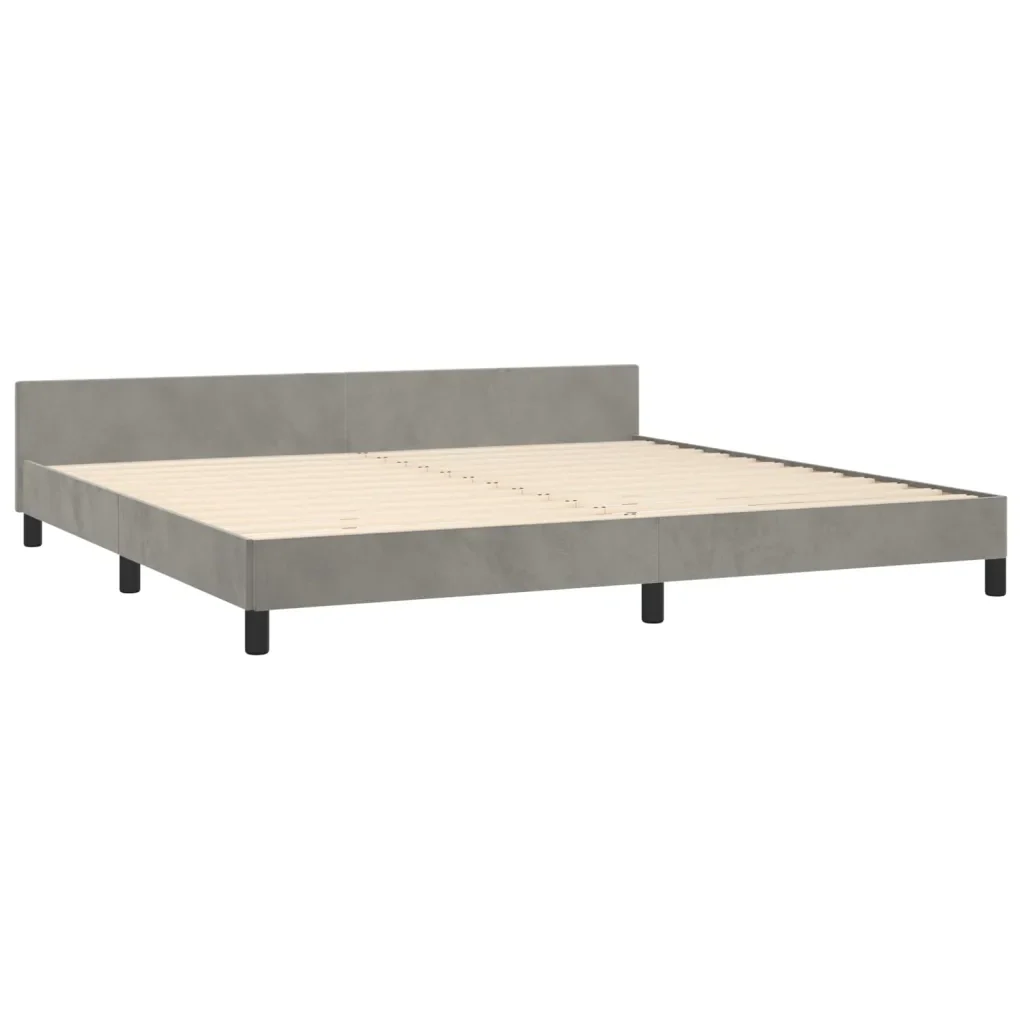 Letto matrimoniale | Letto per adulti | Giroletto senza Materasso Grigio Chiaro 200x200 cm Velluto - Image 5