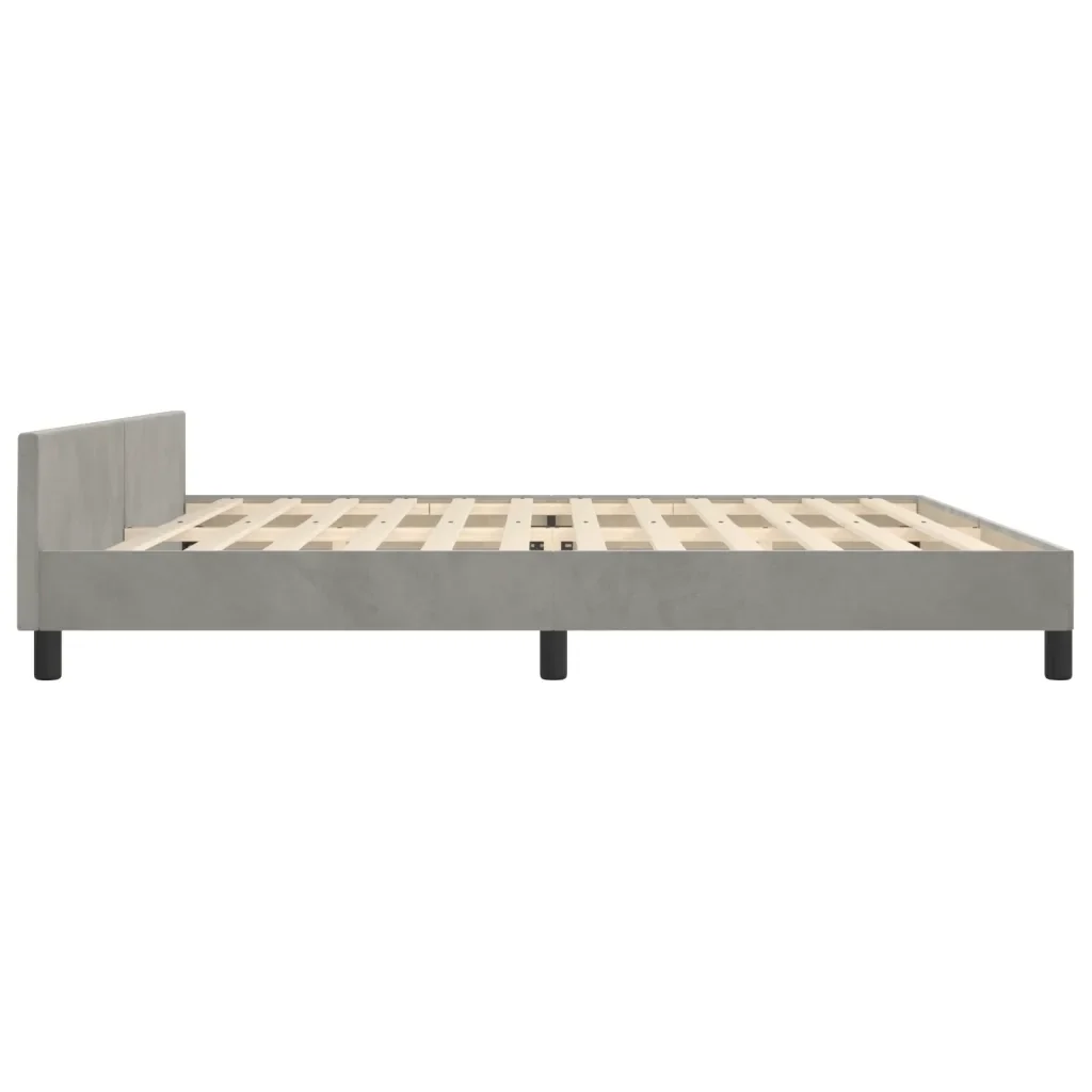 Letto matrimoniale | Letto per adulti | Giroletto senza Materasso Grigio Chiaro 200x200 cm Velluto - Image 7