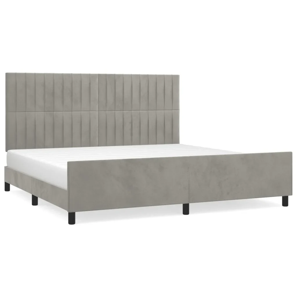 Letto matrimoniale | Letto per adulti | Giroletto senza Materasso Grigio Chiaro 200x200 cm Velluto
