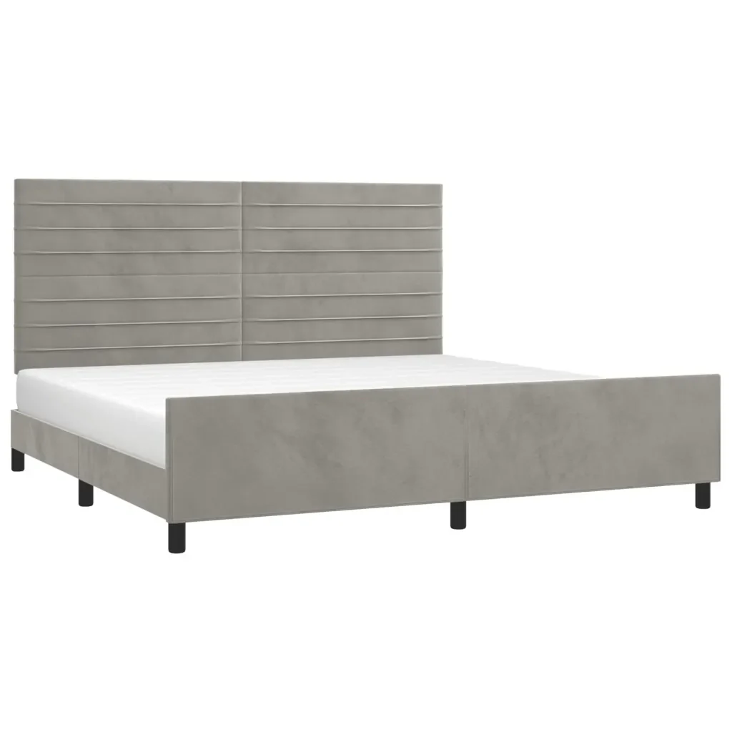 Letto matrimoniale | Letto per adulti | Giroletto senza Materasso Grigio Chiaro 200x200 cm Velluto - Image 4