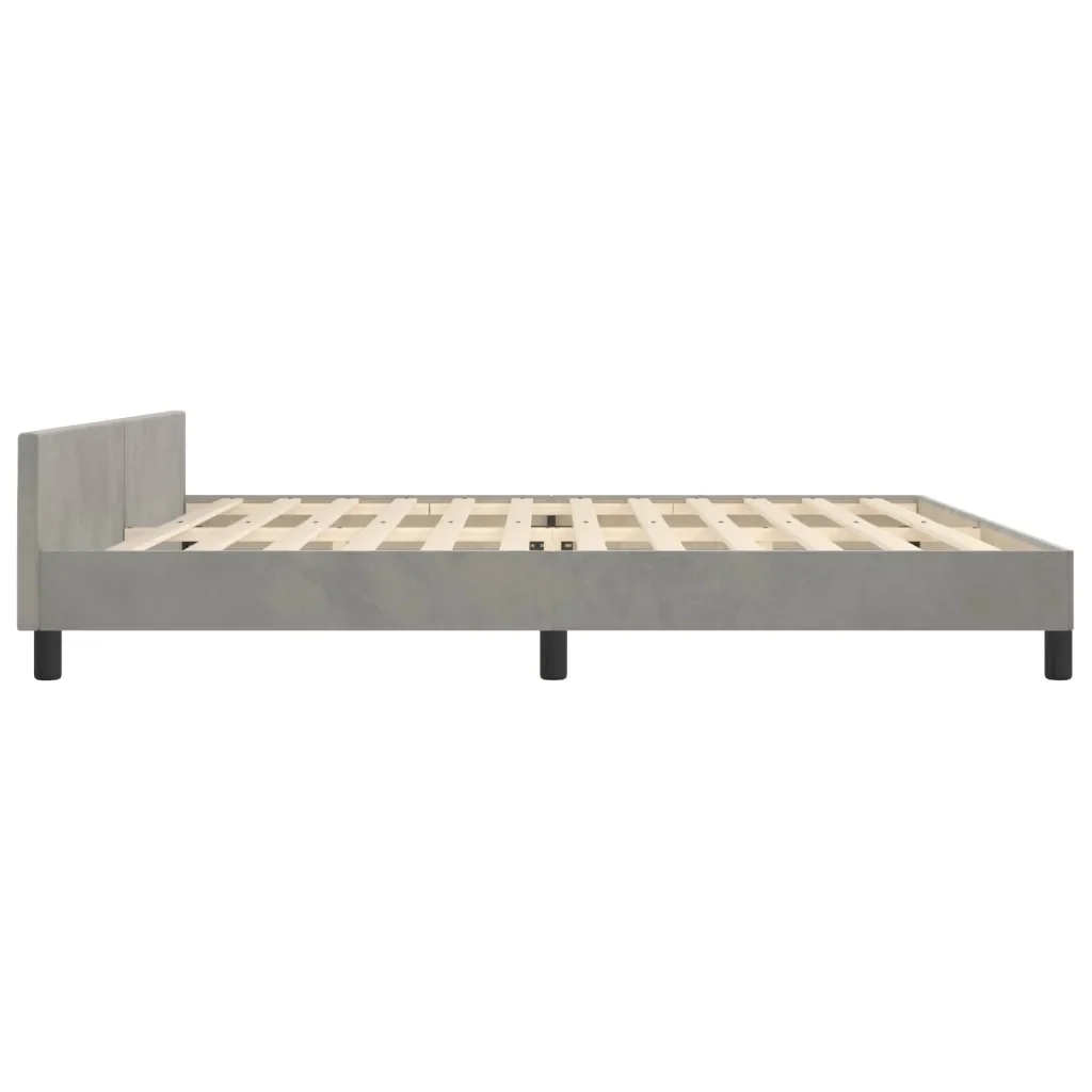 Letto matrimoniale | Letto per adulti | Giroletto senza Materasso Grigio Chiaro 200x200 cm Velluto - Image 7