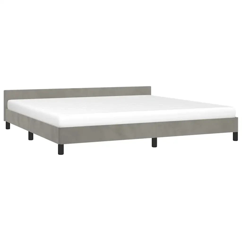 Letto matrimoniale | Letto per adulti | Giroletto senza Materasso Grigio Chiaro 200x200 cm Velluto - Image 4
