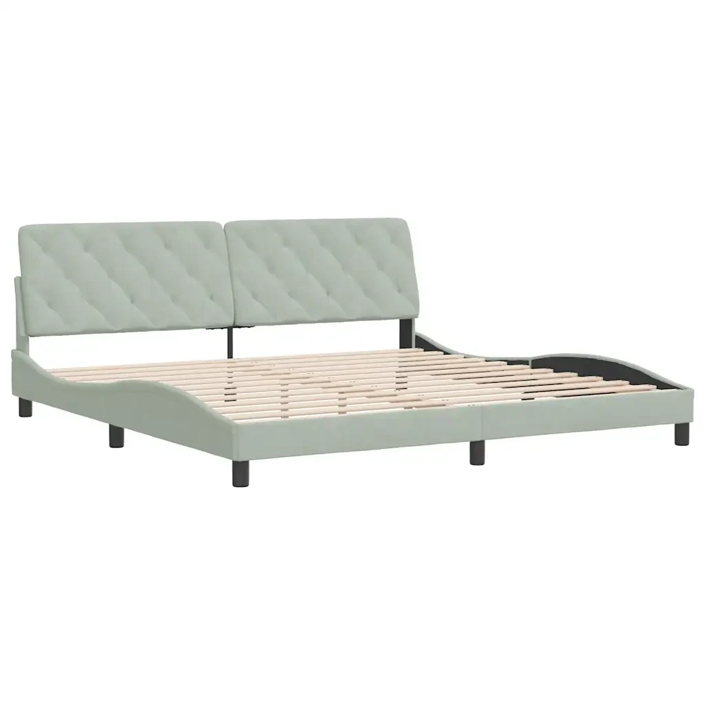 Letto matrimoniale | Letto per adulti | Giroletto senza Materasso Grigio Chiaro 200x200 cm Velluto - Image 3