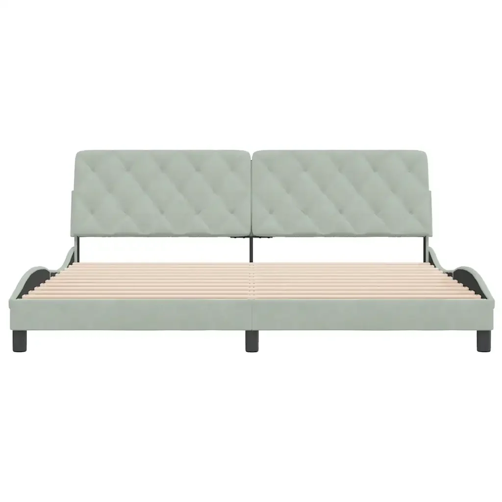 Letto matrimoniale | Letto per adulti | Giroletto senza Materasso Grigio Chiaro 200x200 cm Velluto - Image 5