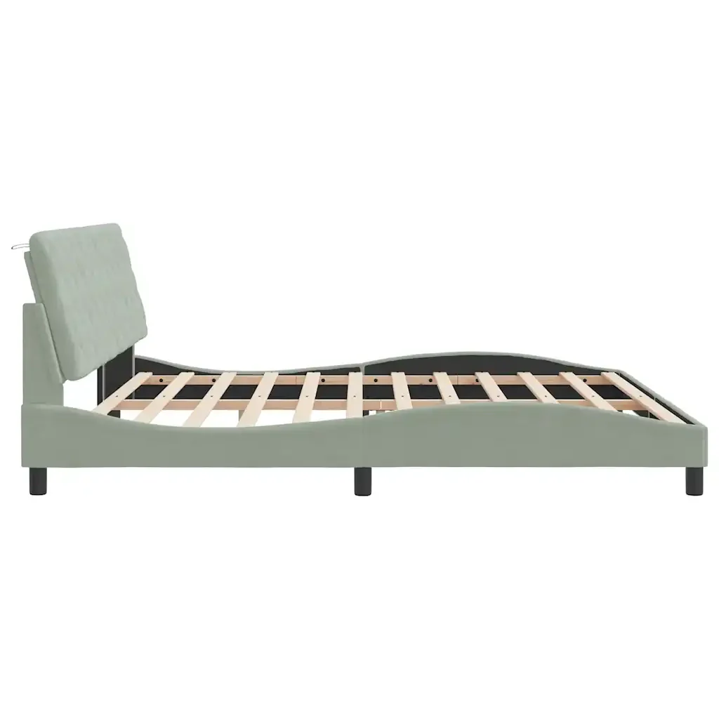 Letto matrimoniale | Letto per adulti | Giroletto senza Materasso Grigio Chiaro 200x200 cm Velluto - Image 6