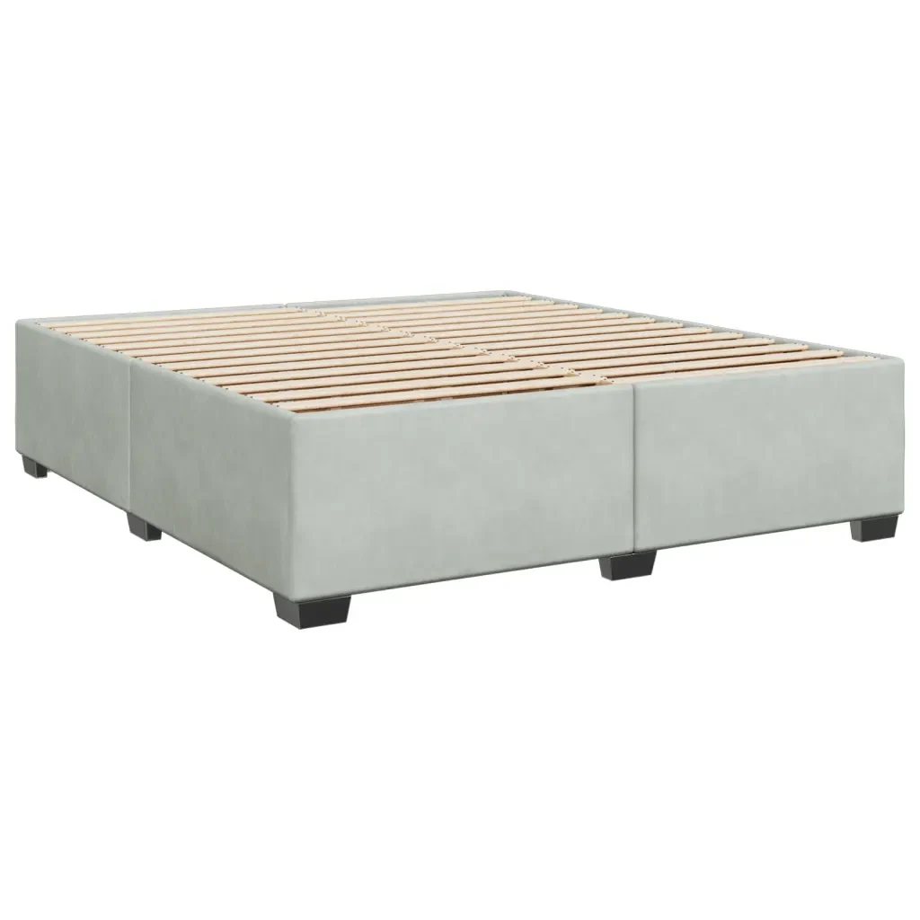 Letto matrimoniale | Letto per adulti | Giroletto senza Materasso Grigio Chiaro 200x200 cm Velluto - Image 4