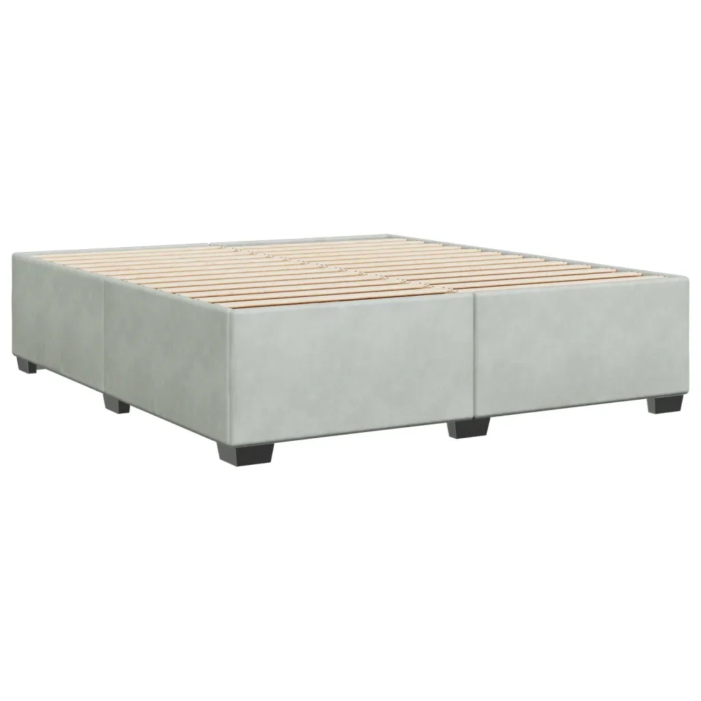 Letto matrimoniale | Letto per adulti | Giroletto senza Materasso Grigio Chiaro 200x200 cm Velluto - Image 6