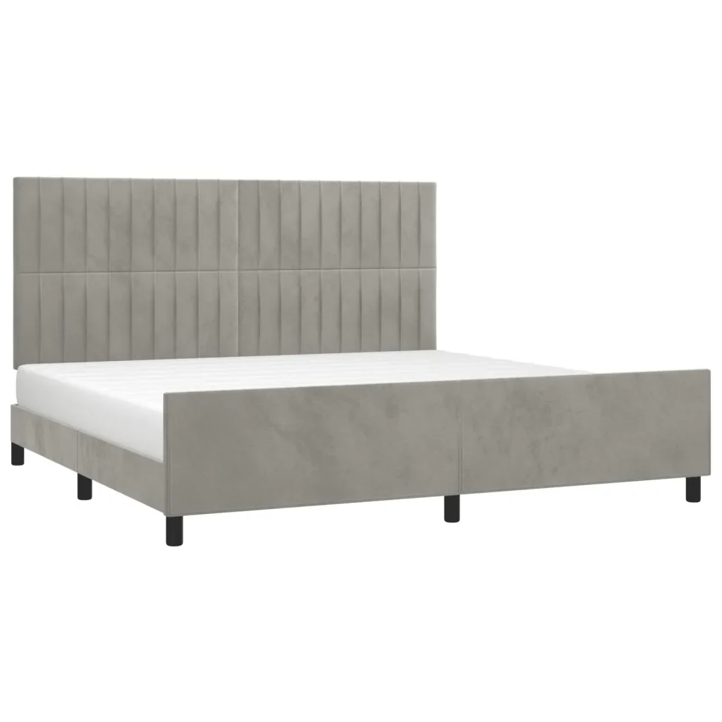 Letto matrimoniale | Letto per adulti | Giroletto senza Materasso Grigio Chiaro 200x200 cm Velluto - Image 4