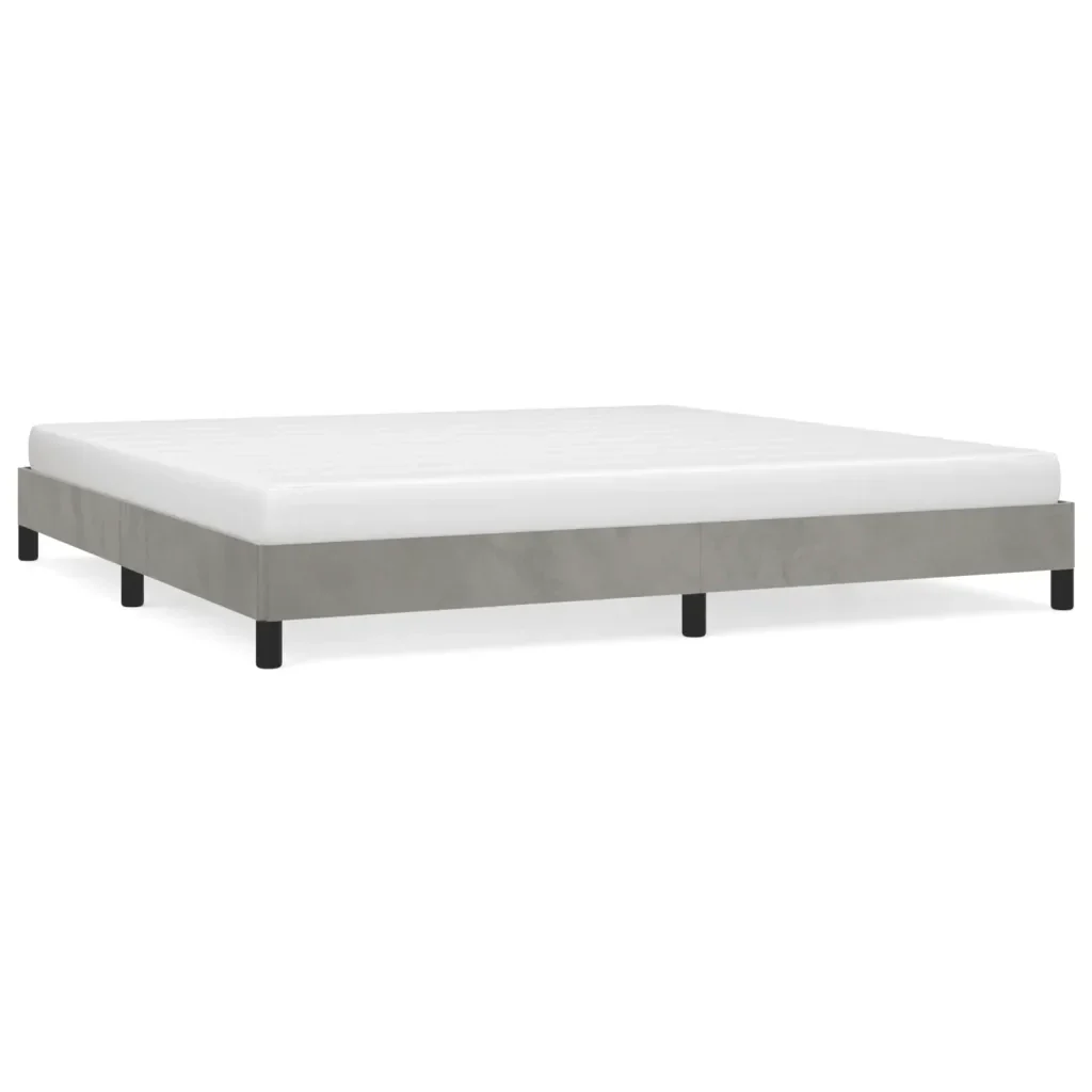 Letto matrimoniale | Letto per adulti | Giroletto senza Materasso Grigio Chiaro 200x200 cm Velluto