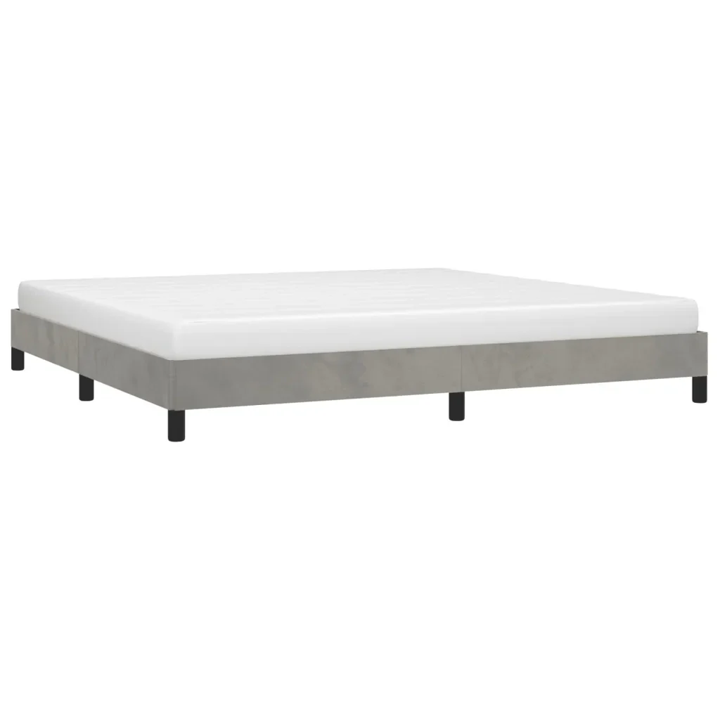 Letto matrimoniale | Letto per adulti | Giroletto senza Materasso Grigio Chiaro 200x200 cm Velluto - Image 4