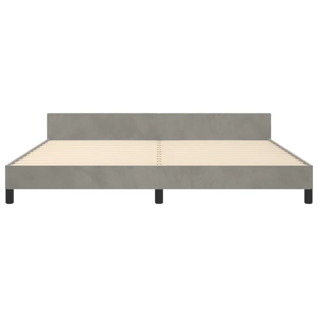 Letto matrimoniale | Letto per adulti | Giroletto senza Materasso Grigio Chiaro 200x200 cm Velluto - Image 6