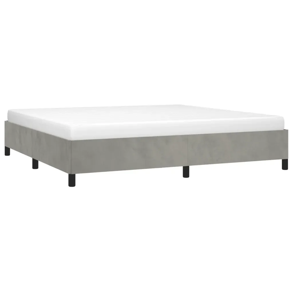 Letto matrimoniale | Letto per adulti | Giroletto senza Materasso Grigio Chiaro 200x200 cm Velluto - Image 3