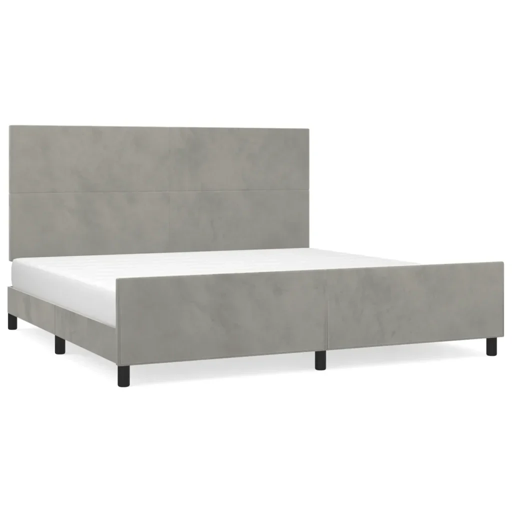 Letto matrimoniale | Letto per adulti | Giroletto senza Materasso Grigio Chiaro 200x200 cm Velluto