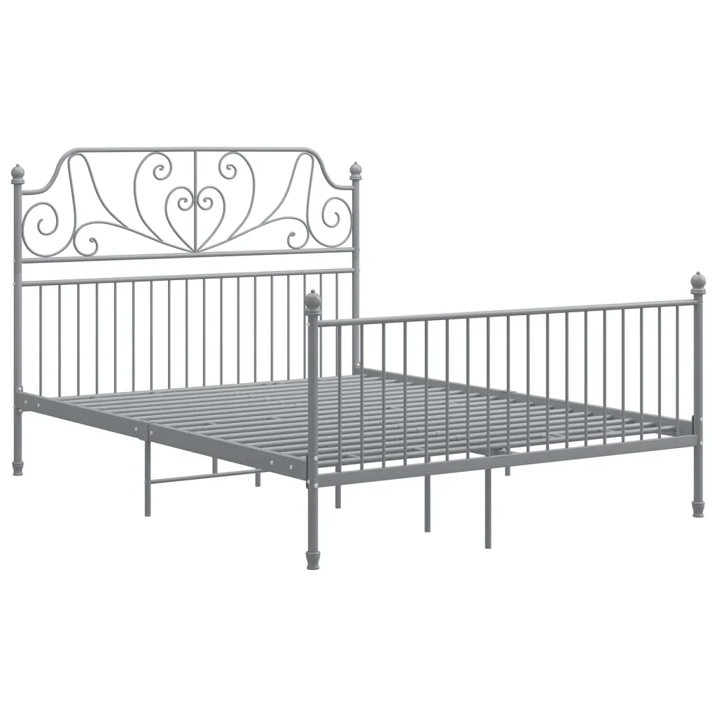 Letto matrimoniale | Letto per adulti | Giroletto senza Materasso Grigio in Metallo 140x200 cm
