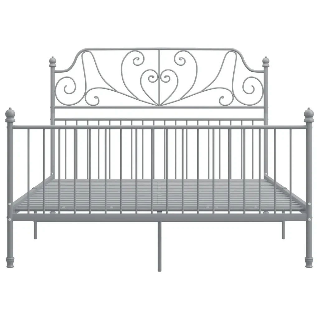 Letto matrimoniale | Letto per adulti | Giroletto senza Materasso Grigio in Metallo 140x200 cm - Image 4