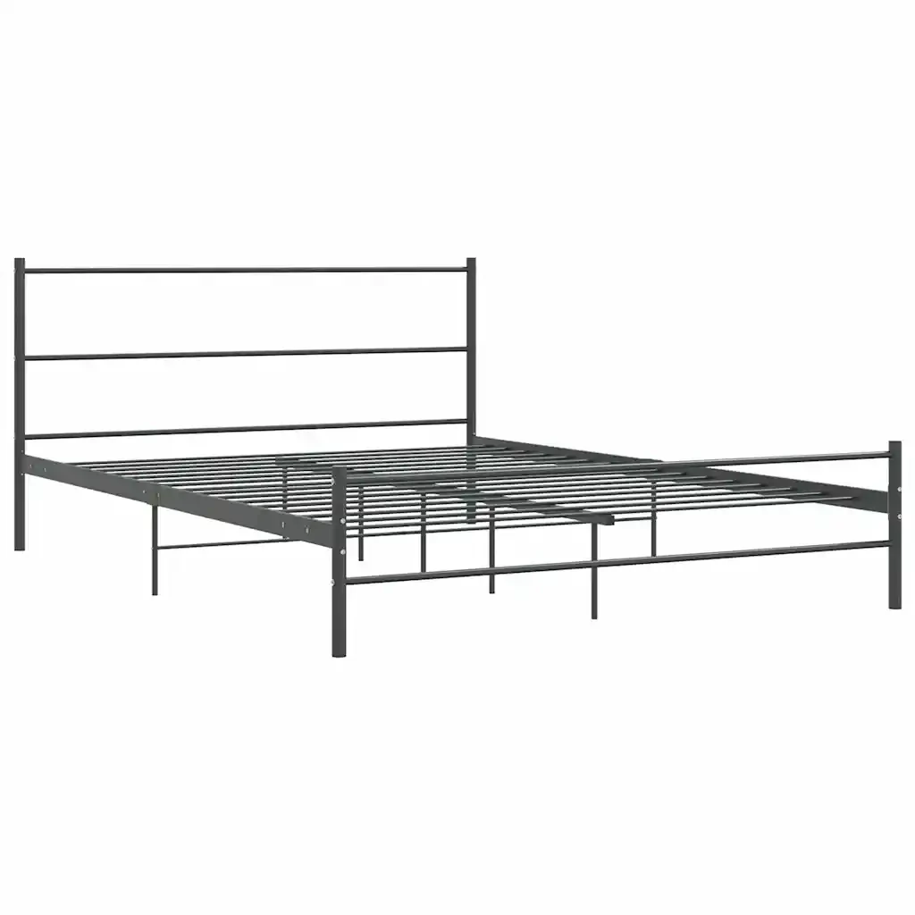 Letto matrimoniale | Letto per adulti | Giroletto senza Materasso Grigio in Metallo 140x200 cm - Image 2