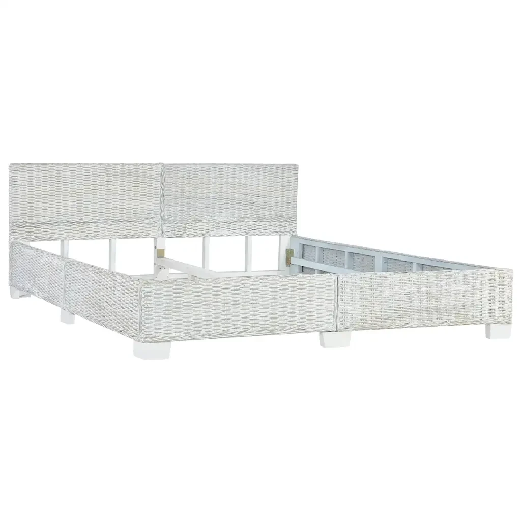 Letto matrimoniale | Letto per adulti | Giroletto senza Materasso Grigio Naturale Vero Rattan 180x200cm