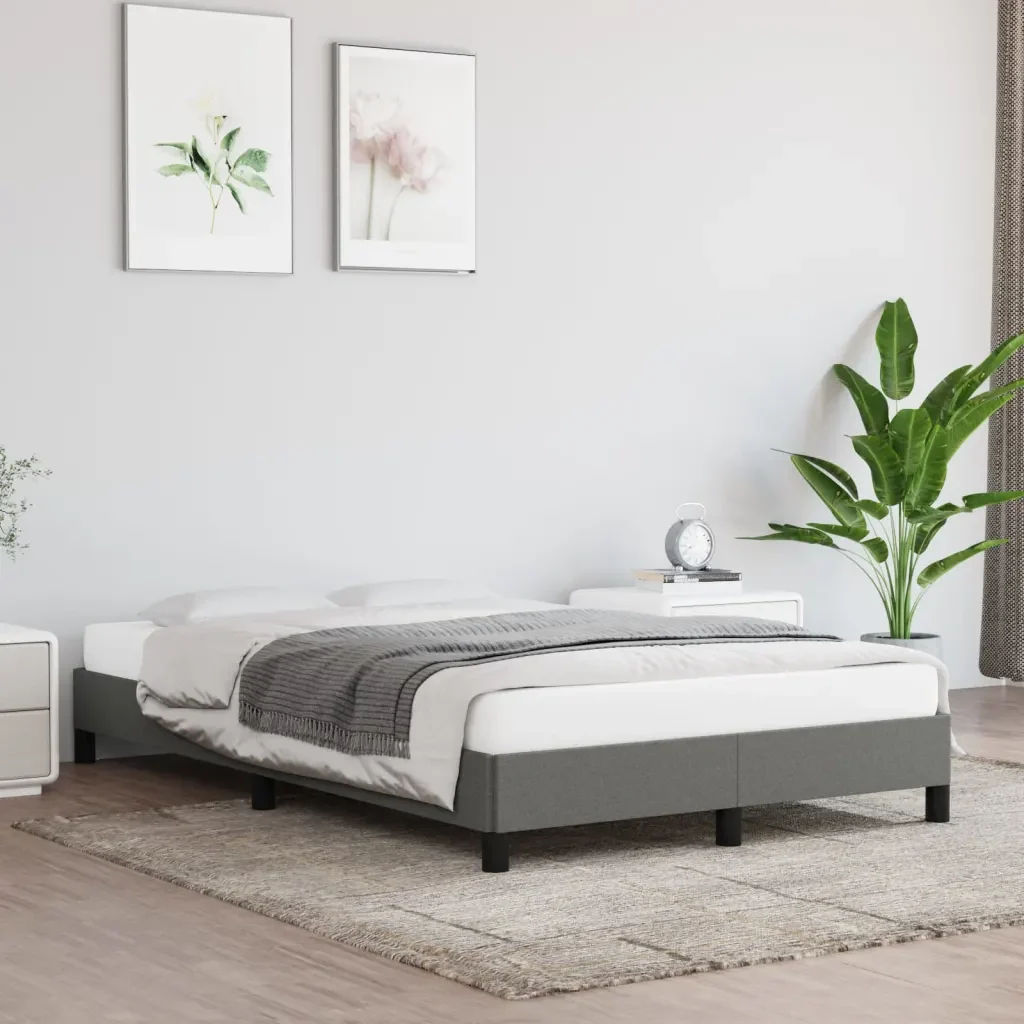 Letto matrimoniale | Letto per adulti | Giroletto senza Materasso Grigio Scuro 120x190 cm in Tessuto - Image 2