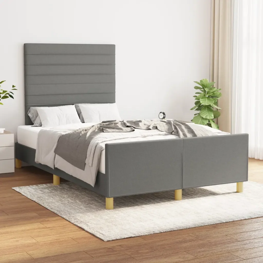 Letto matrimoniale | Letto per adulti | Giroletto senza Materasso Grigio Scuro 120x190 cm in Tessuto - Image 2