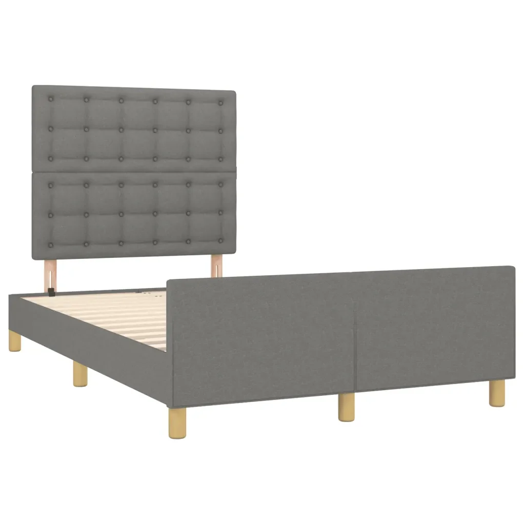 Letto matrimoniale | Letto per adulti | Giroletto senza Materasso Grigio Scuro 120x190 cm in Tessuto - Image 3