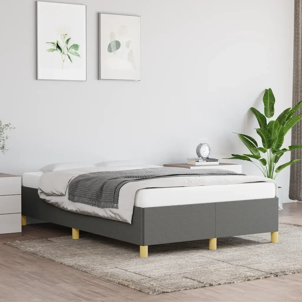 Letto matrimoniale | Letto per adulti | Giroletto senza Materasso Grigio Scuro 120x190 cm in Tessuto - Image 2