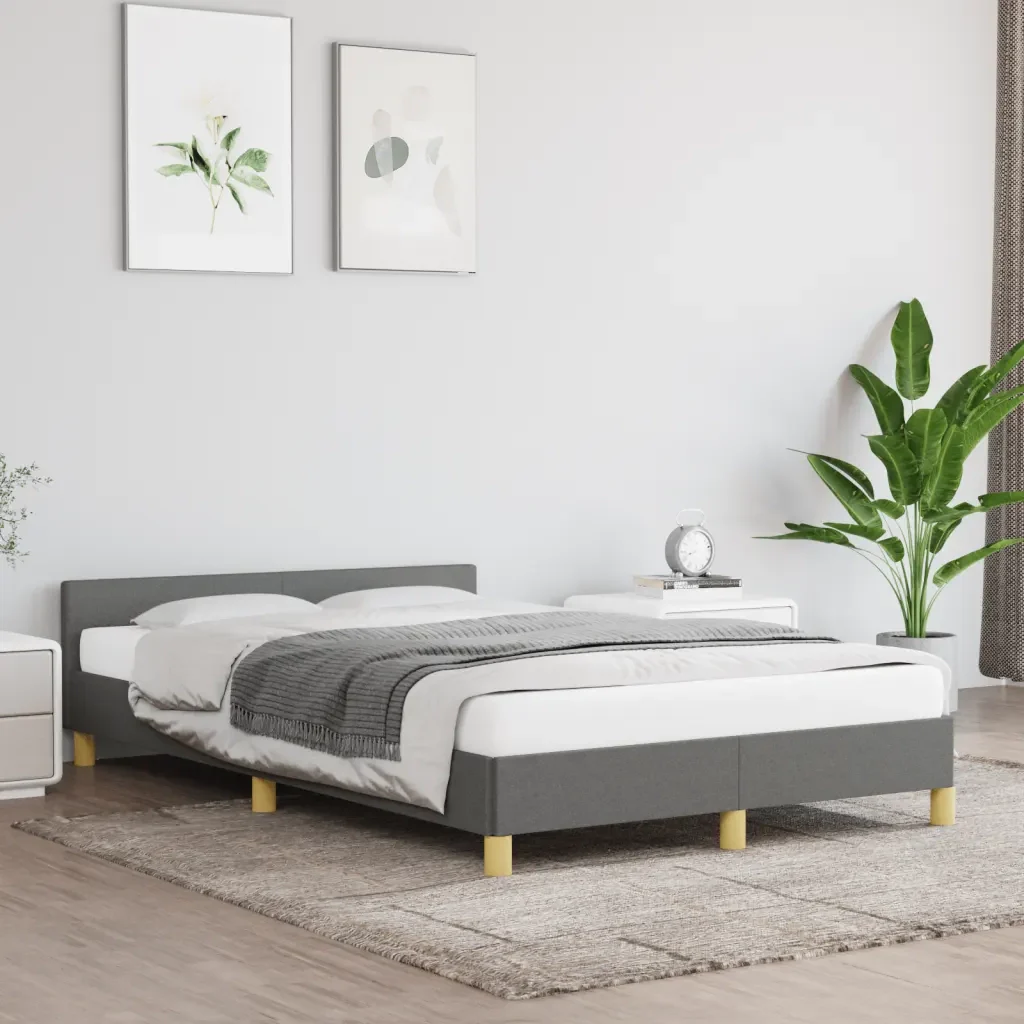Letto matrimoniale | Letto per adulti | Giroletto senza Materasso Grigio Scuro 120x190 cm in Tessuto - Image 2