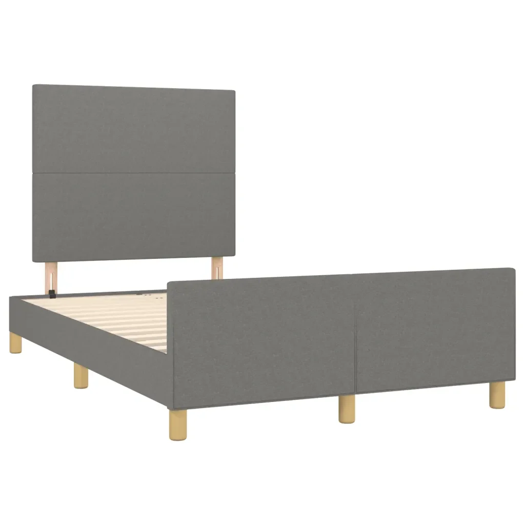 Letto matrimoniale | Letto per adulti | Giroletto senza Materasso Grigio Scuro 120x190 cm in Tessuto - Image 3