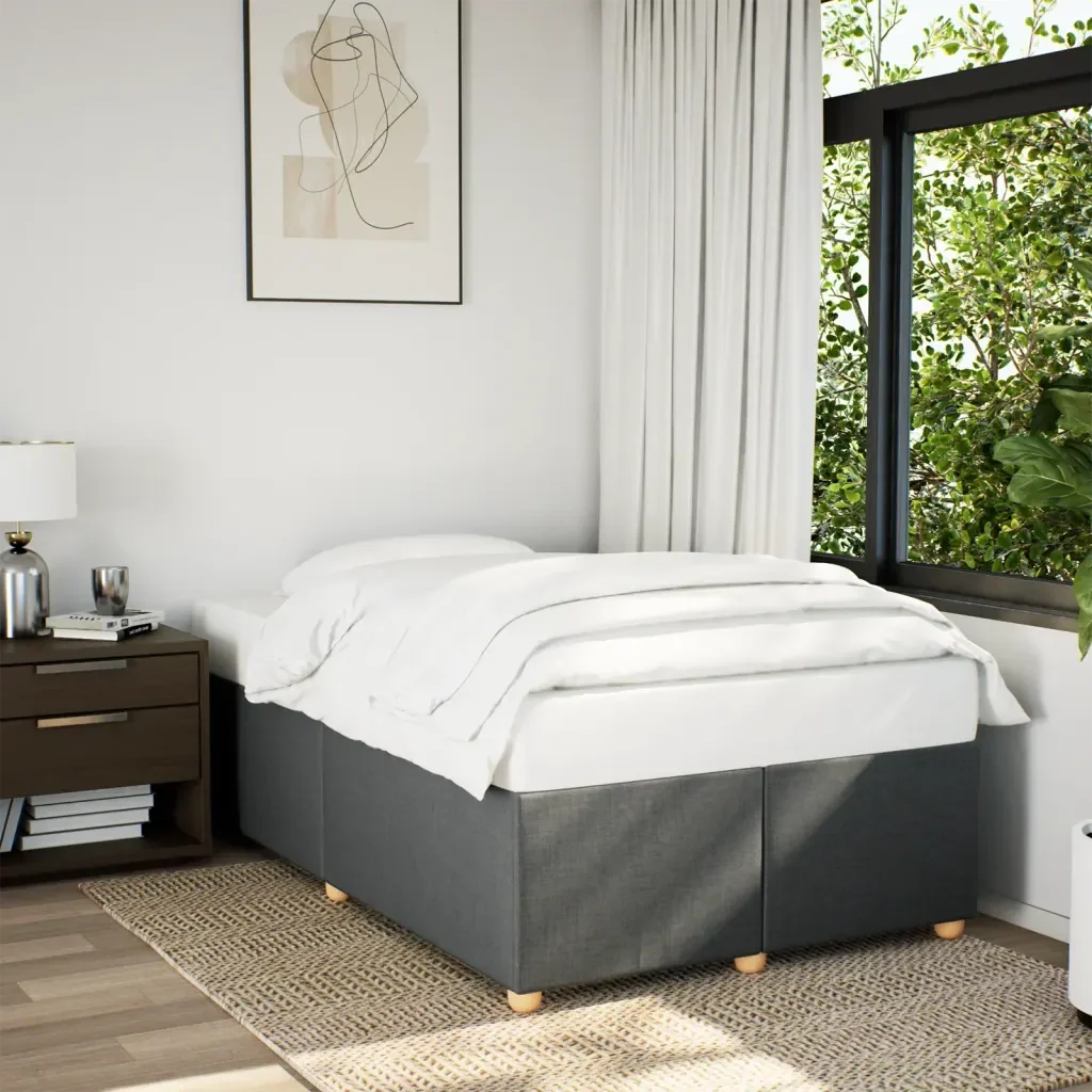 Letto matrimoniale | Letto per adulti | Giroletto senza Materasso Grigio Scuro 120x190 cm in Tessuto - Image 2