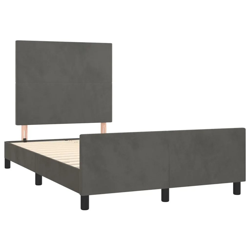 Letto matrimoniale | Letto per adulti | Giroletto senza Materasso Grigio Scuro 120x190 cm Velluto - Image 4