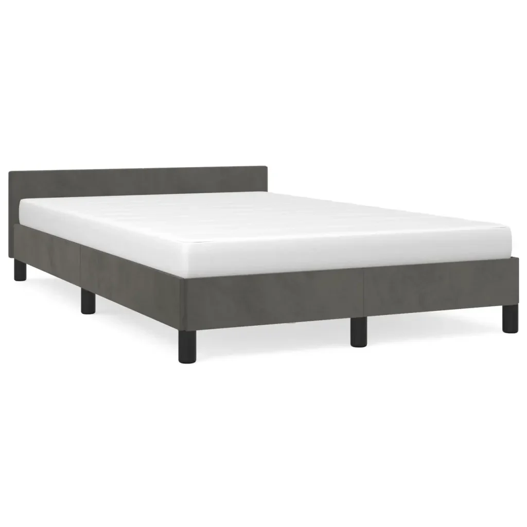 Letto matrimoniale | Letto per adulti | Giroletto senza Materasso Grigio Scuro 120x190 cm Velluto