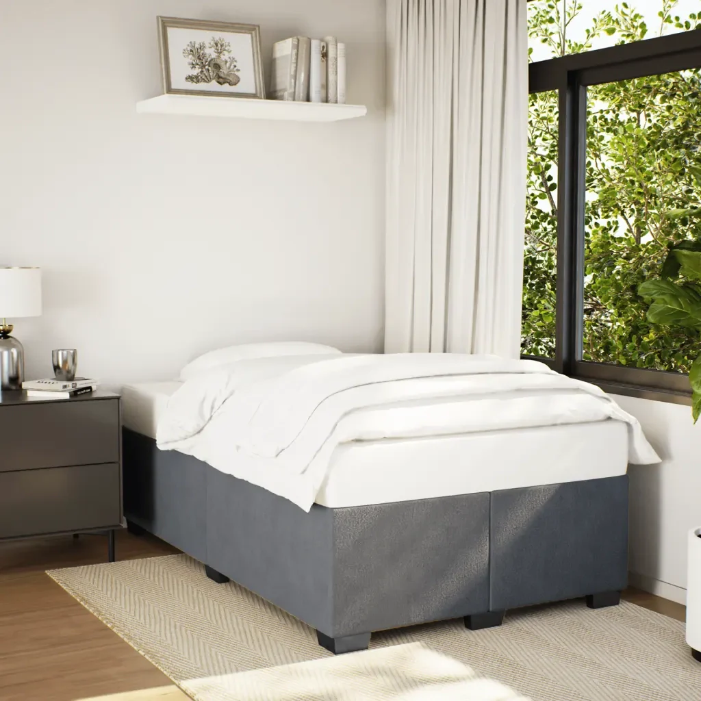 Letto matrimoniale | Letto per adulti | Giroletto senza Materasso Grigio Scuro 120x190 cm Velluto - Image 2